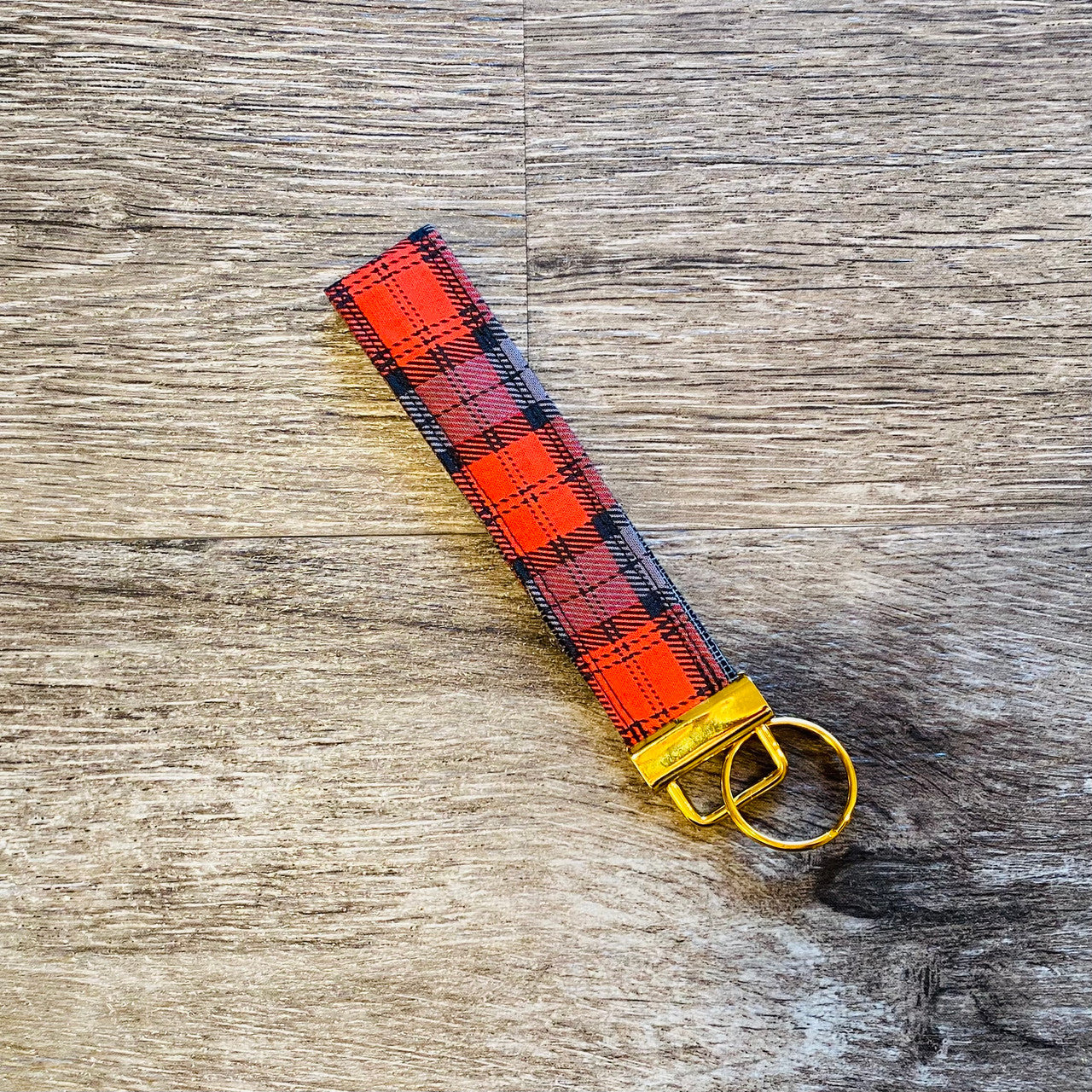 Buffalo Plaid (Red, Black, and Gray) Keychain