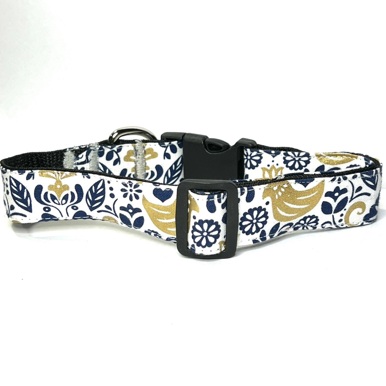 Collar -  Navy and Gold Birds