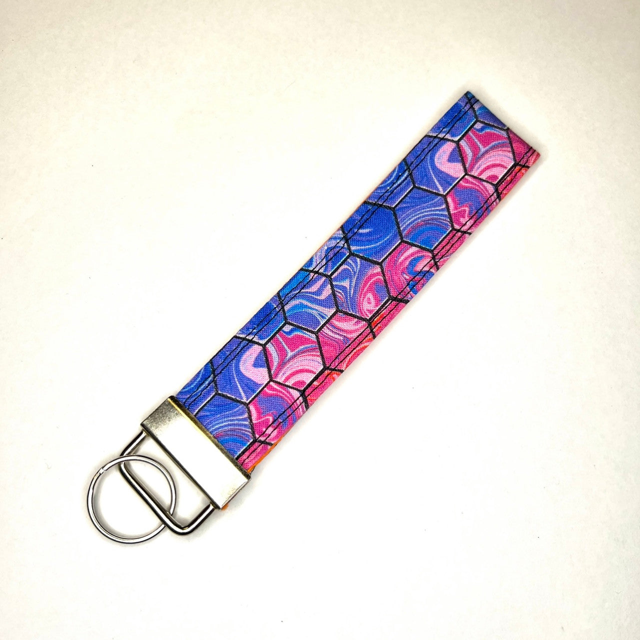 Blue and Pink Hexagon Keychain