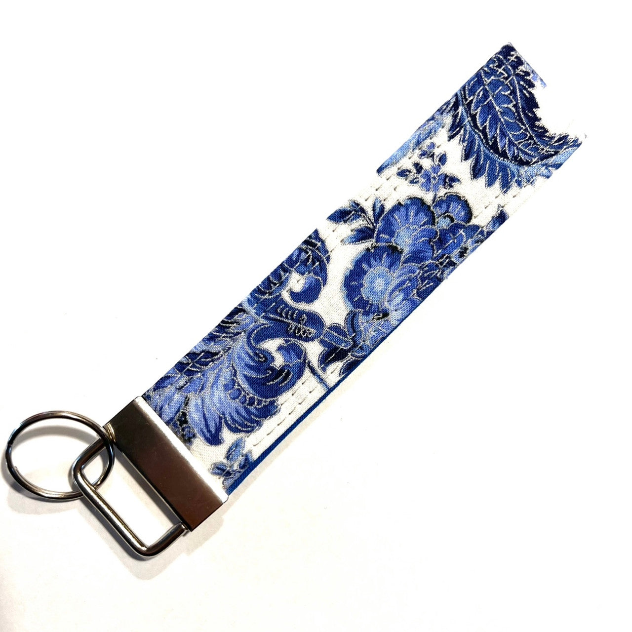 Shades of Blue Floral Print Keychain