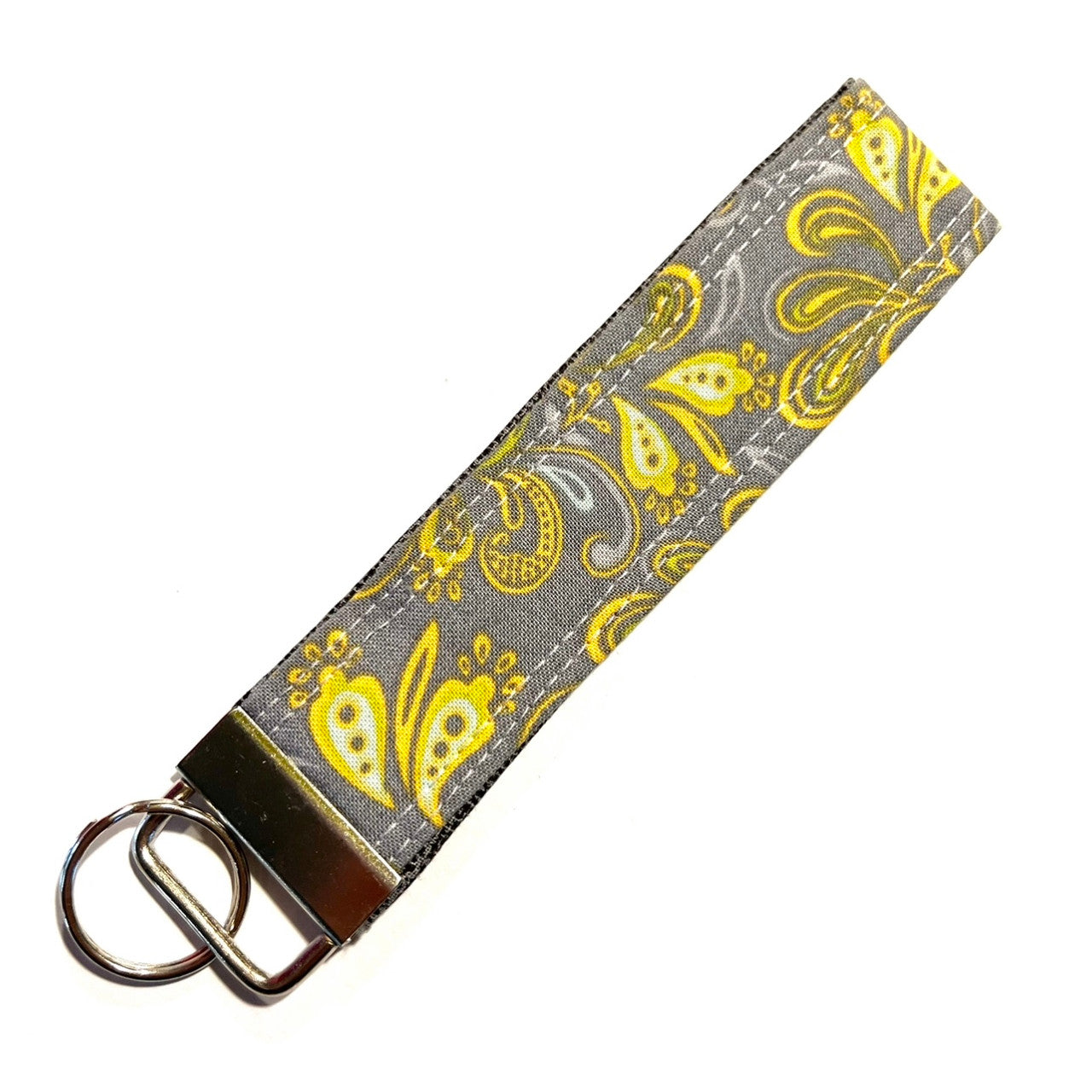 Yellow and Grey Floral Keychain