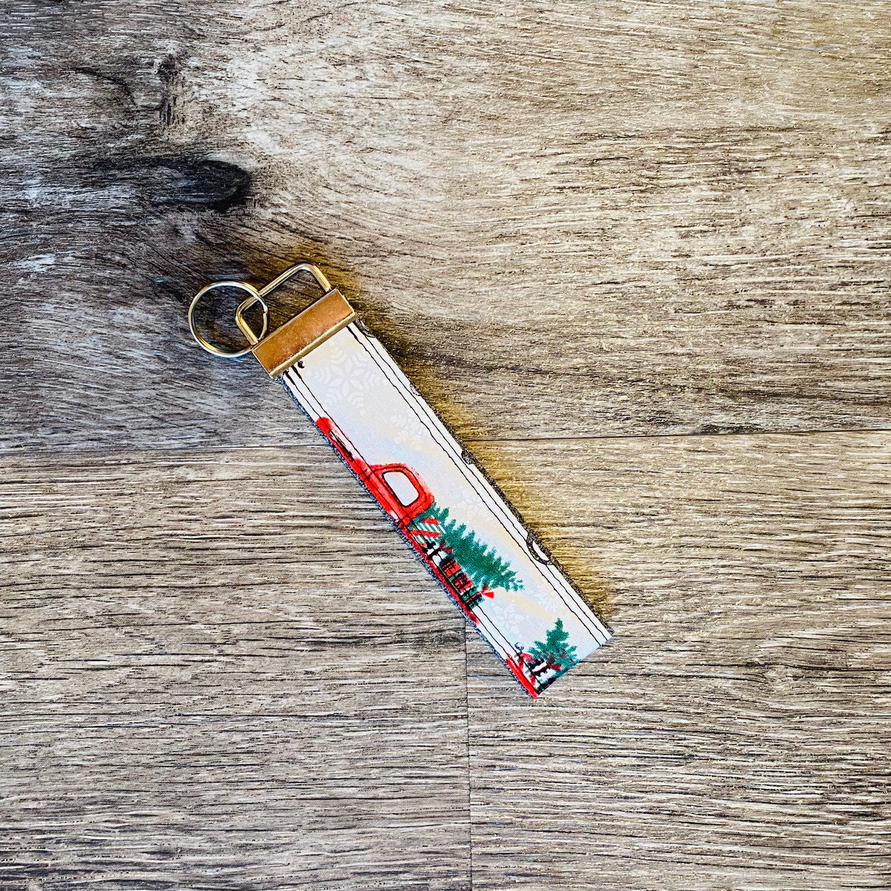 Country Red Christmas Truck Keychain